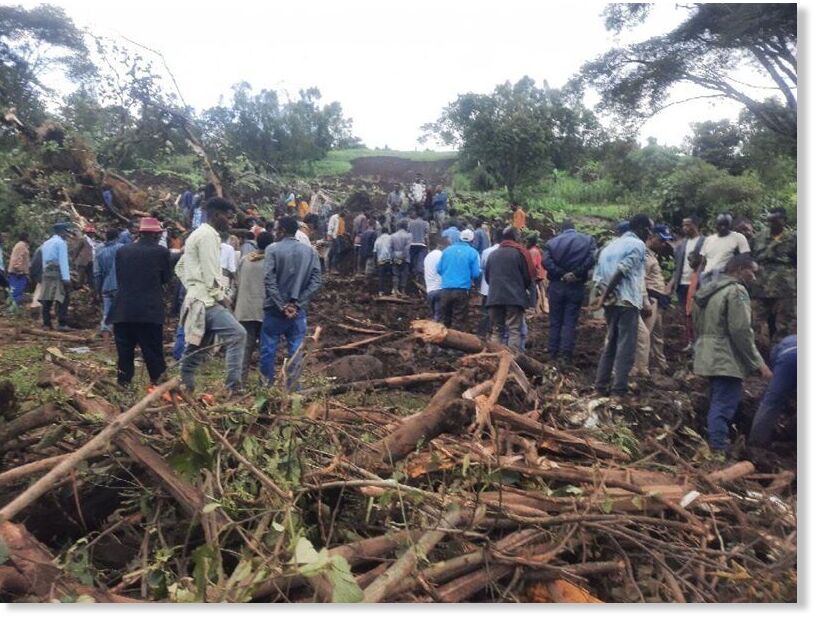 The landslide scene in Konta Zone