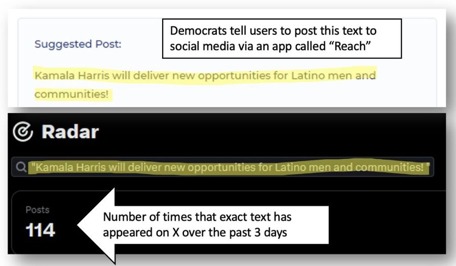 harris campaign x radar tweet statistics