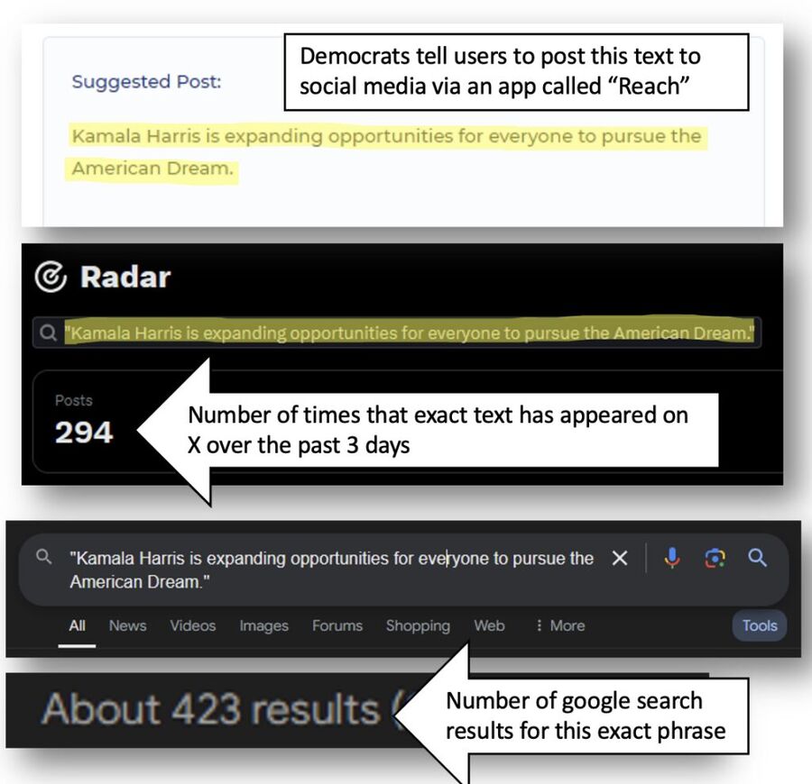 harris campaign x radar tweet statistics