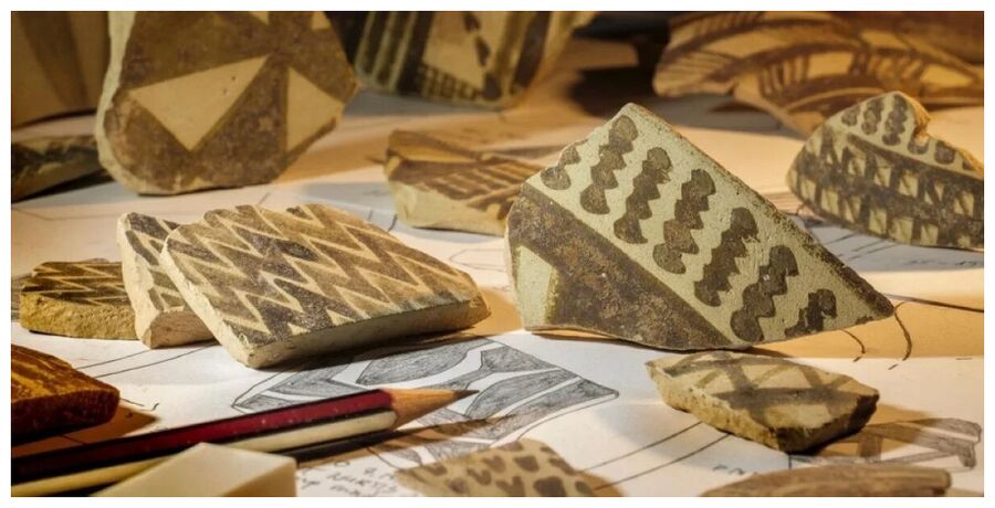 Pieces of pottery found at the site.