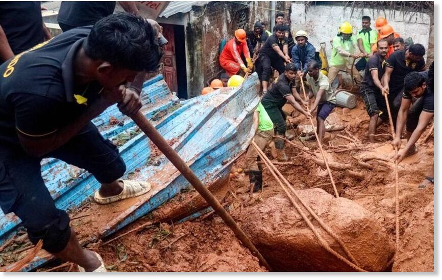 Rescue operations underway in Tiruvannamalai where a landslide claimed two lives on Monday, December 2, 2004