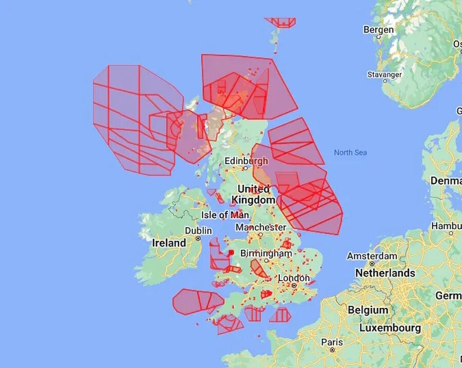 Click to enlarge drone exclusion map military bases great britain