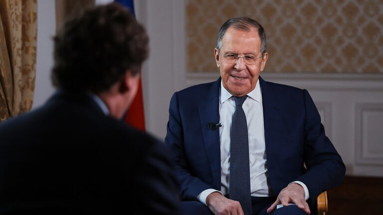 Russian Foreign Minister Sergey Lavrov in interview with US journalist Tucker Carlson