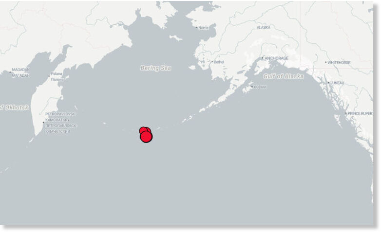The epicenter of Sunday's earthquakes
