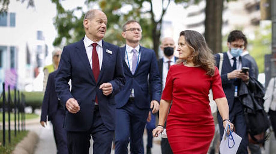 Olaf Scholz and Chrystia Freeland germany canada