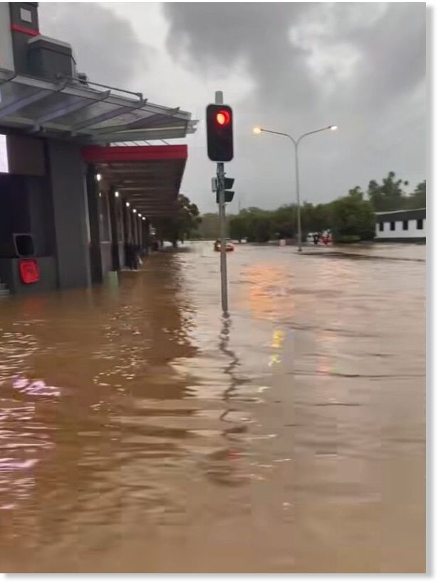 One Kingaroy resident captured video of streets being inundated with floodwaters.