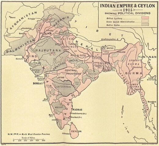 Map of Indian areas 1915