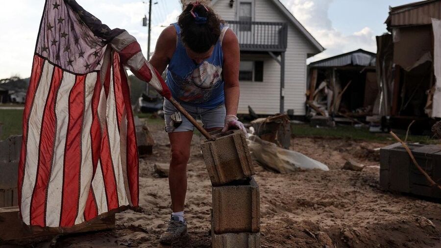 helene damage american flag victim north carolina