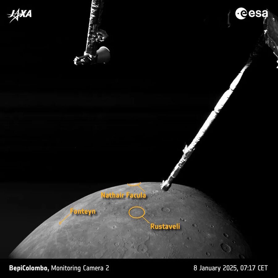bepicolombo mercury flyby photo craters