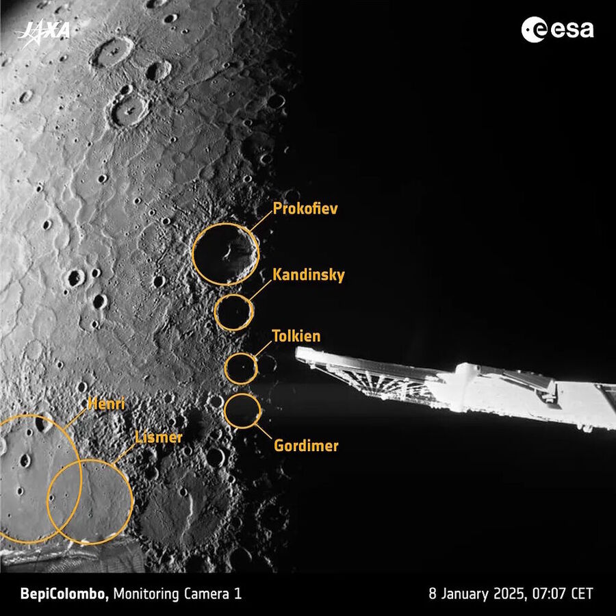 BepiColombo photos mercury north pole craters