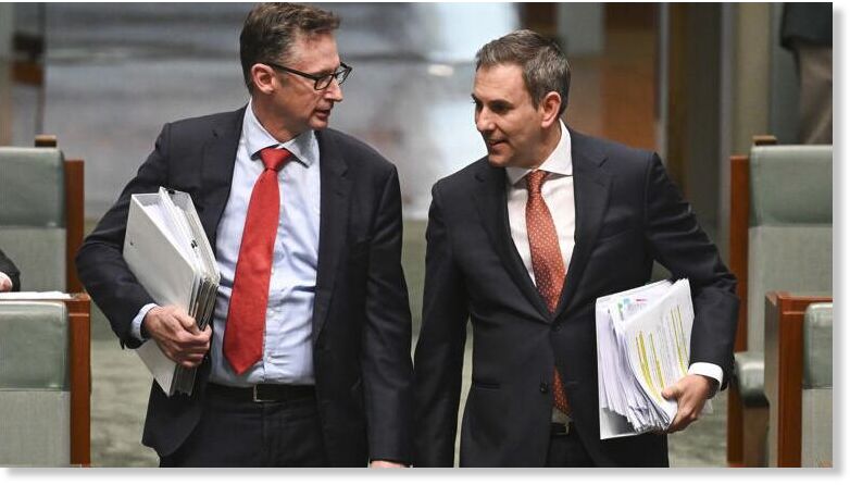 Click to enlarge Treasurer Jim Chalmers and Assistant Treasurer Stephen Jones