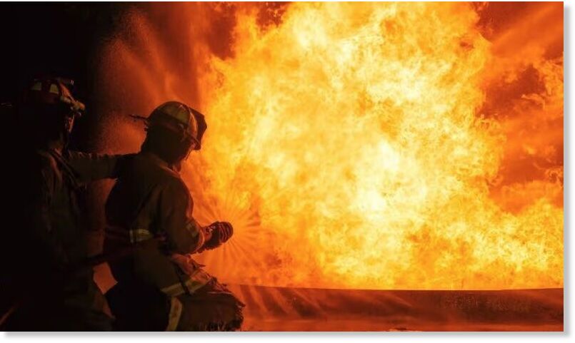 Click to enlarge putting out fire