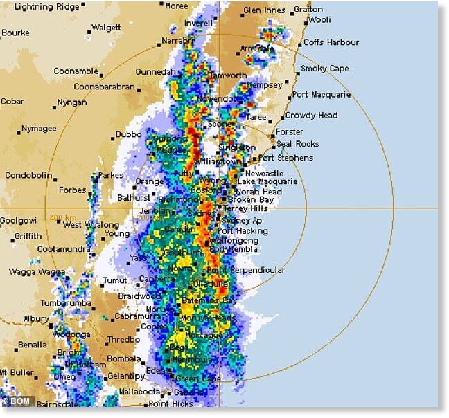 A severe thunderstorm smashed Sydney around 8pm on Wednesday. Pictured are the impacted areas