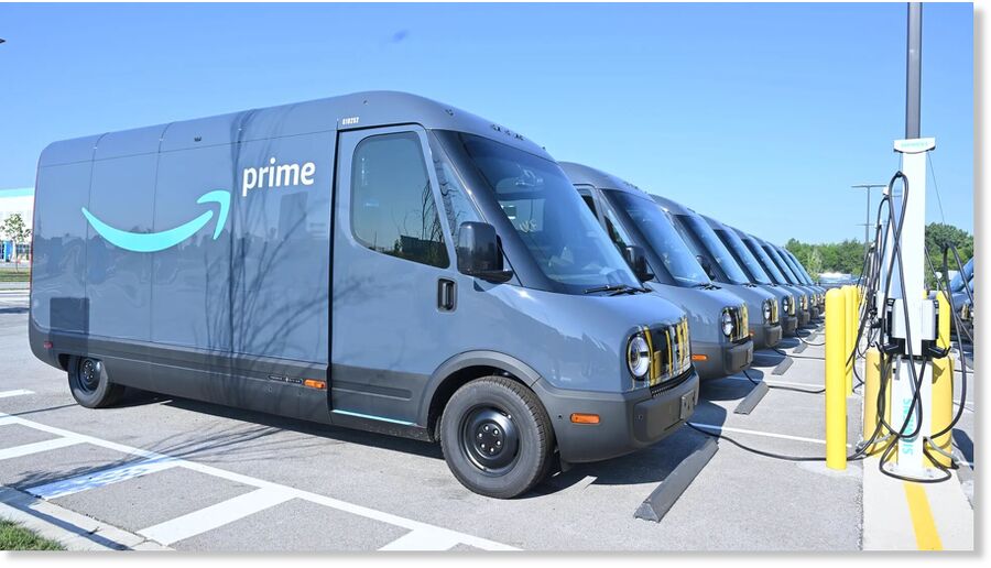 Click to enlarge Rivian electric delivery vans Amazon