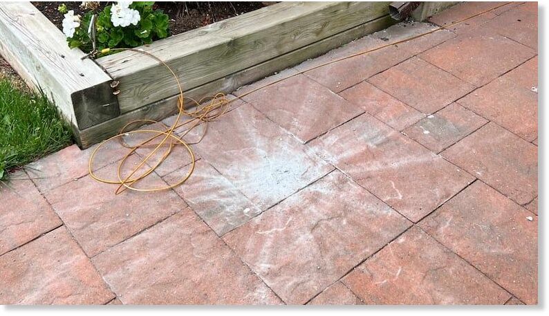 Part of the debris left after a meteorite smashed into the walkway outside a home in Marshfield, P.E.I., in July 2024.