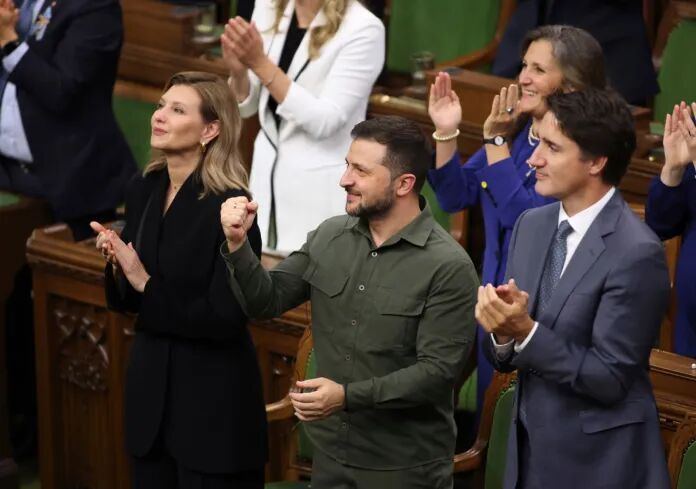 Click to enlarge Zelensky, Trudeau and Freeland