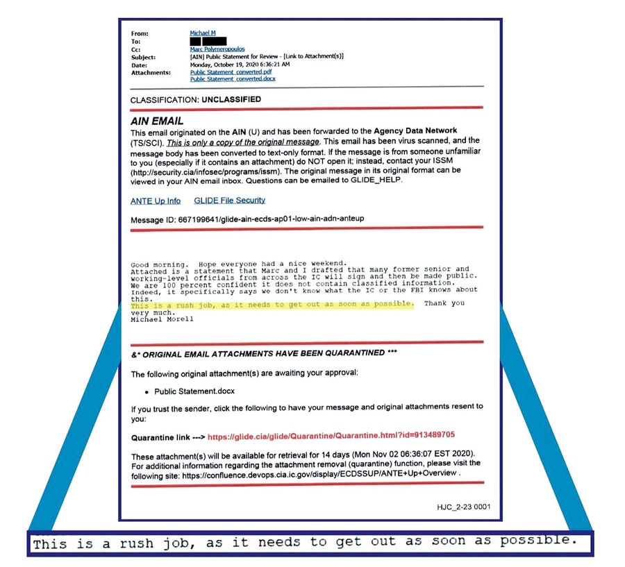 security agents letter hunter laptop russian hoax