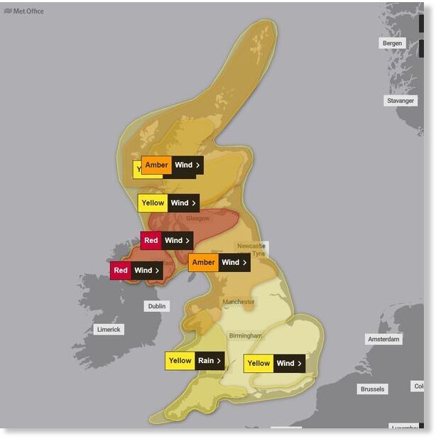 A series of weather warnings are in place