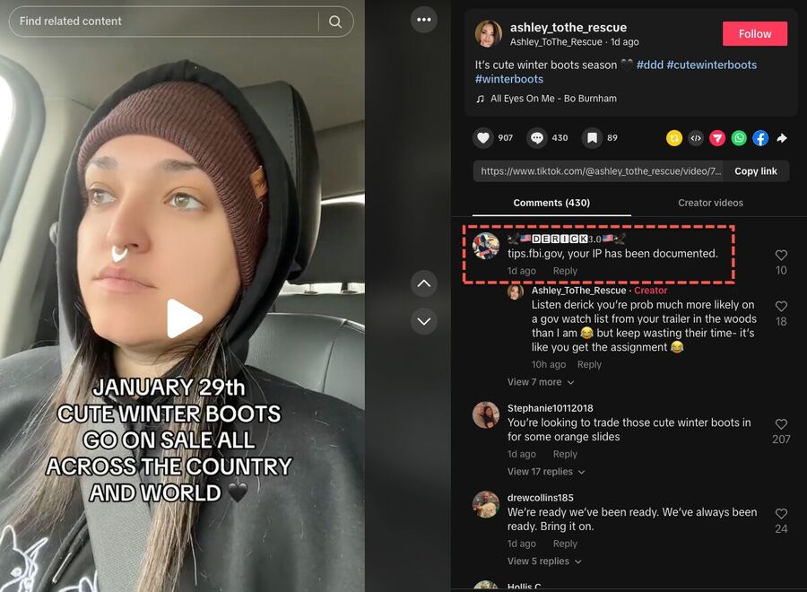 A TikTok user responded to one leftist