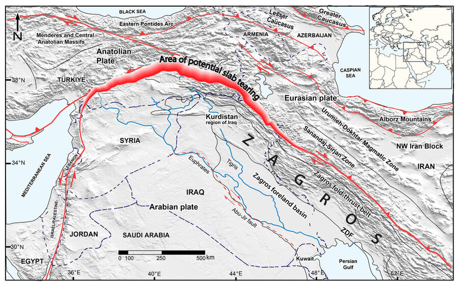 Arabian and Eurasian plates