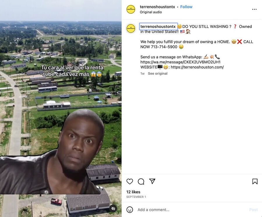 Click to enlarge colony ridge illegal immigrants instagram advertising