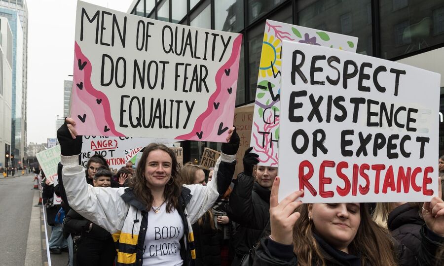 Click to enlarge Demonstrators on the London Women’s March