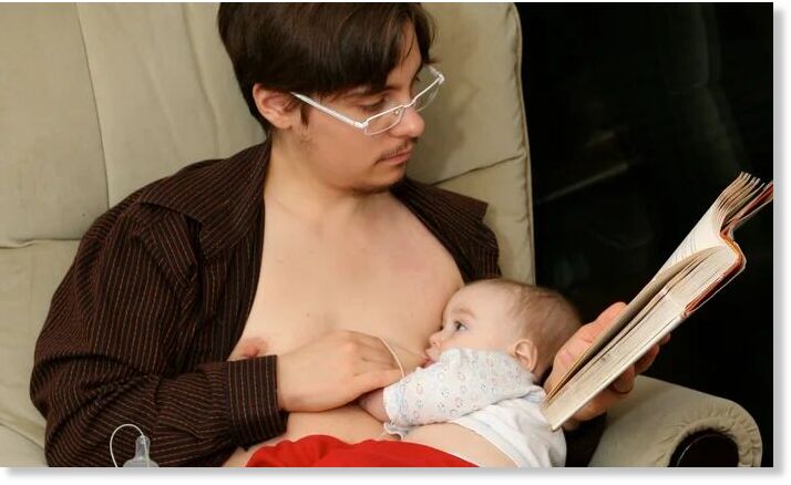 Click to enlarge man breastfeeding