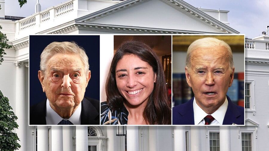 Click to enlarge George Soros, Tara McGowan and President Biden