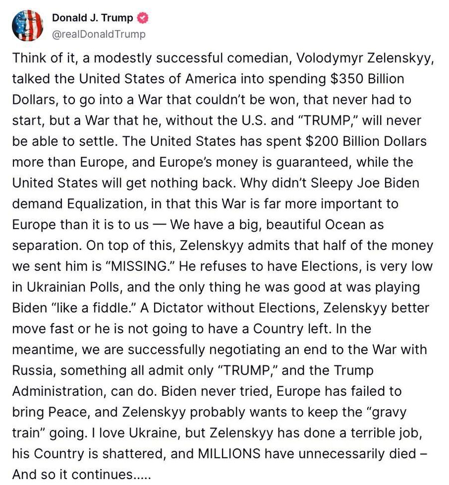 trump post zelensky