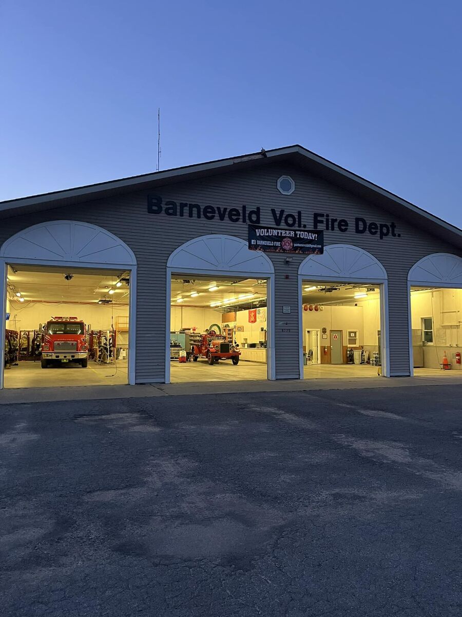 Click to enlarge Barneveld Volunteer Fire Department roof collapse snow