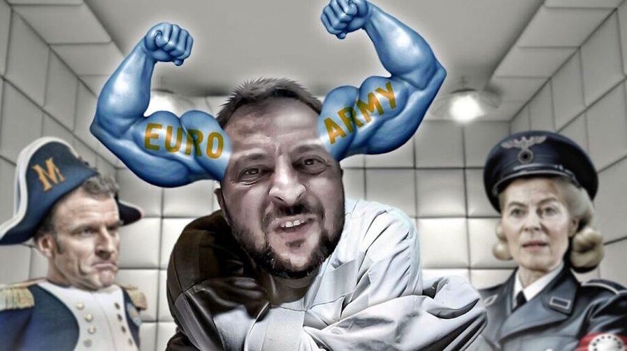 zelensky macron von der lyon european army carichature
