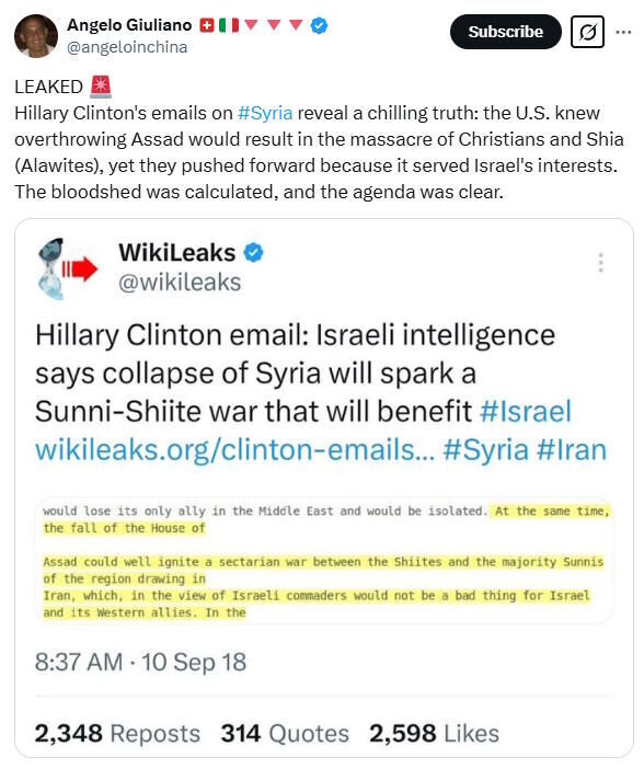 Collapse in Syria email by Clinton
