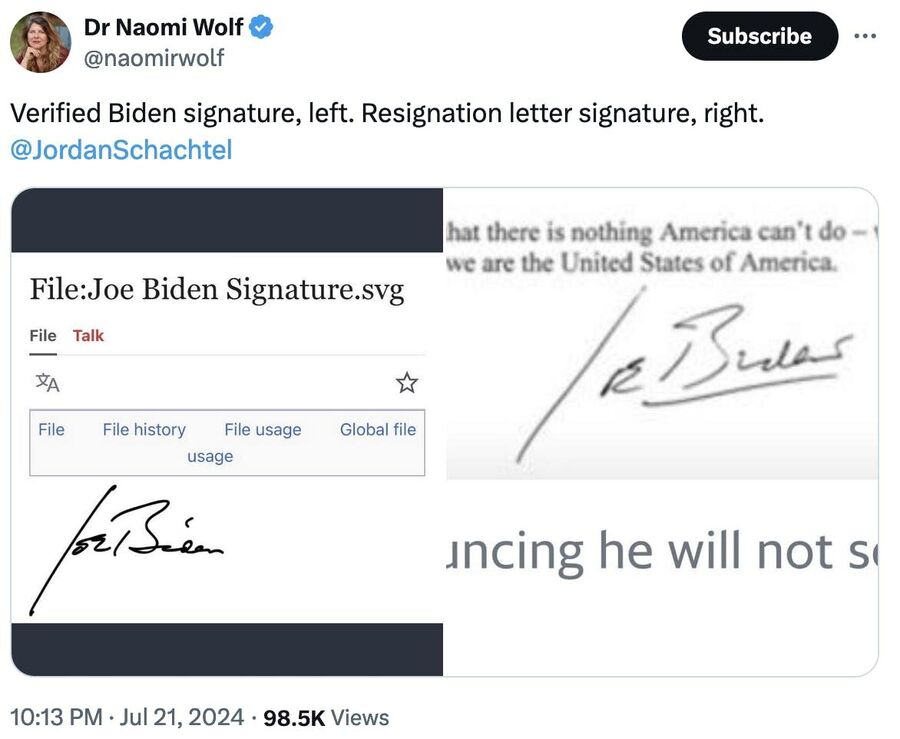 Biden autopen comparison signature