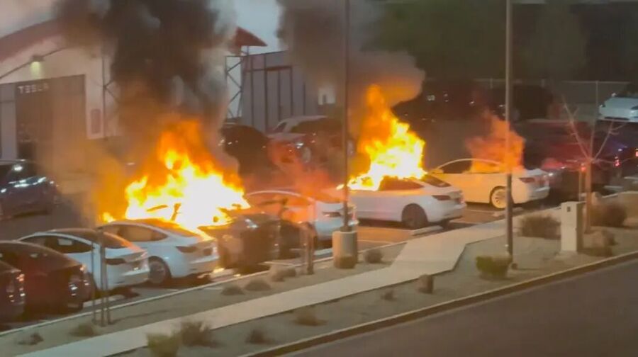 Click to enlarge Tesla vandalism terror elon musk