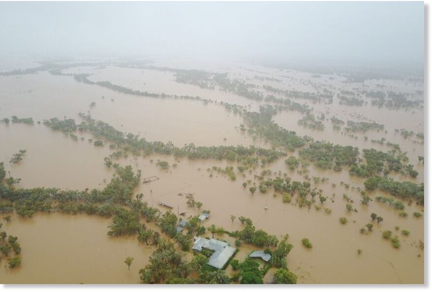 Large areas of the Quilpie shire are cut off by flood water