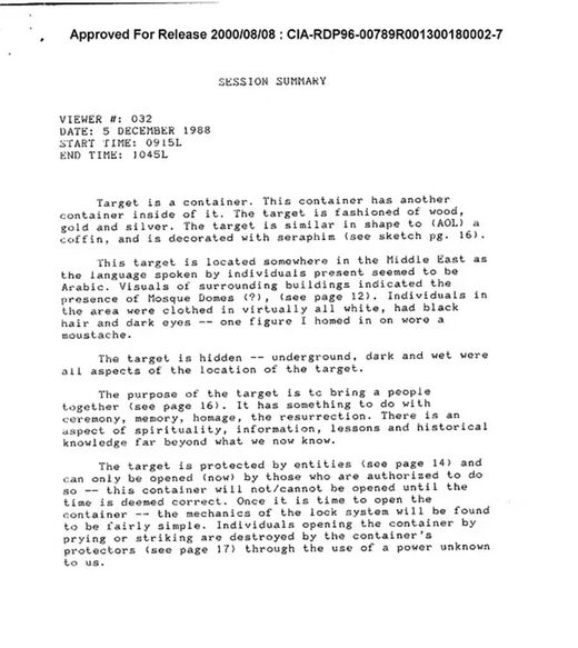 Ark of the Covenant CIA remote viewing