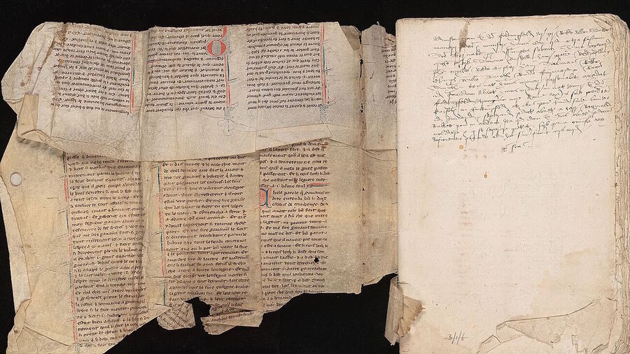 Click to enlarge fragment manuscript merlin king arthur legend
