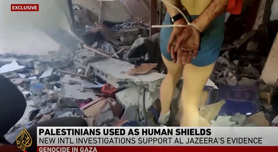 Click to enlarge IDF gaza human shield zip tied