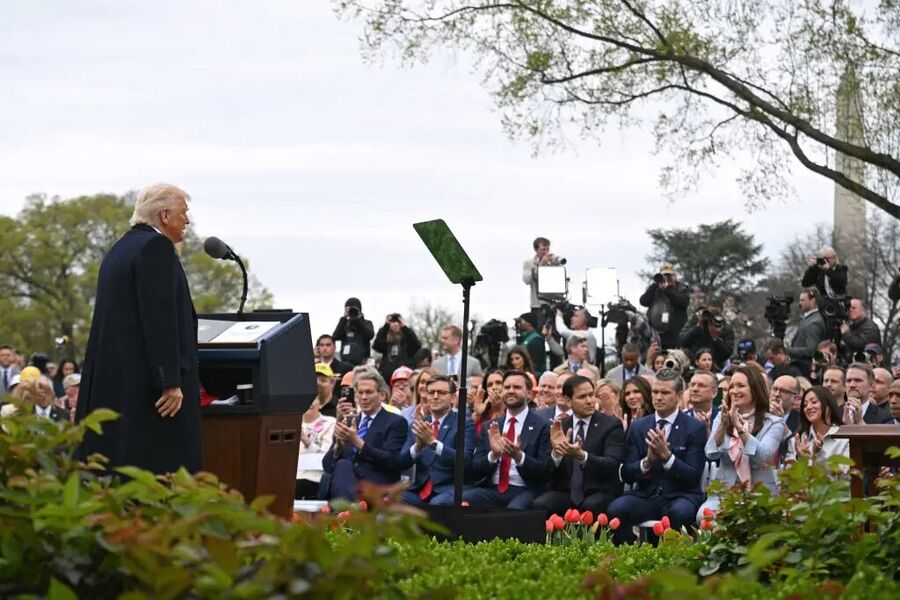 Click to enlarge Trump Rose Garden tariffs