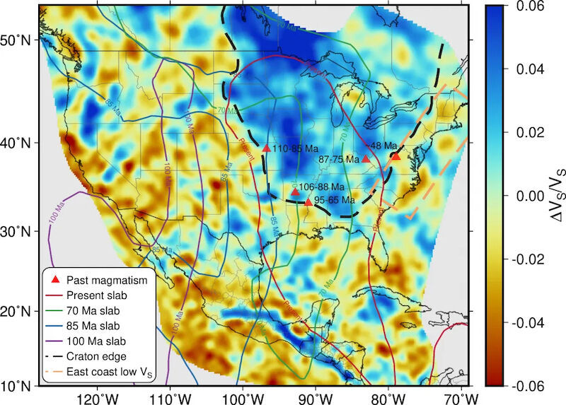 Click to enlarge Map seismic speed