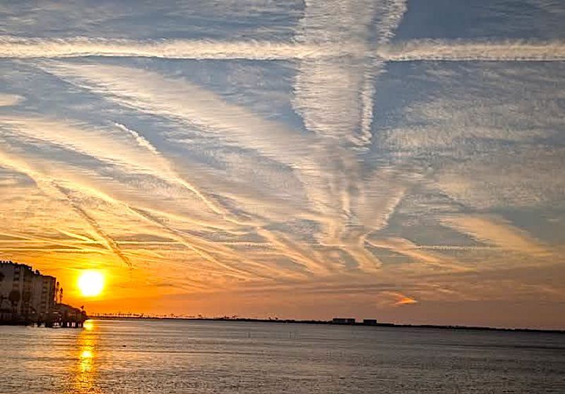 Sunset skytrails