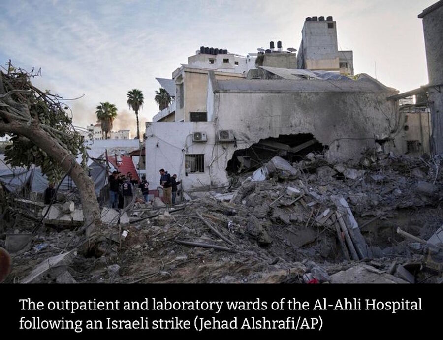 Al-Ahli hospital gaza city destroyed  bombed