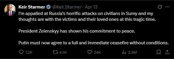 Click to enlarge Keir Starmer on Sumy attack