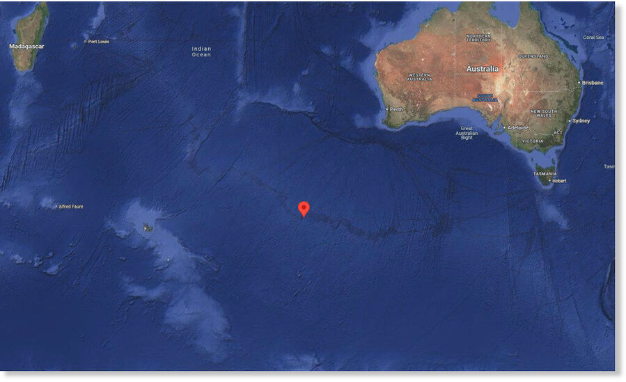 Epicenter of Tuesday's earthquake in the South Indian Ocean