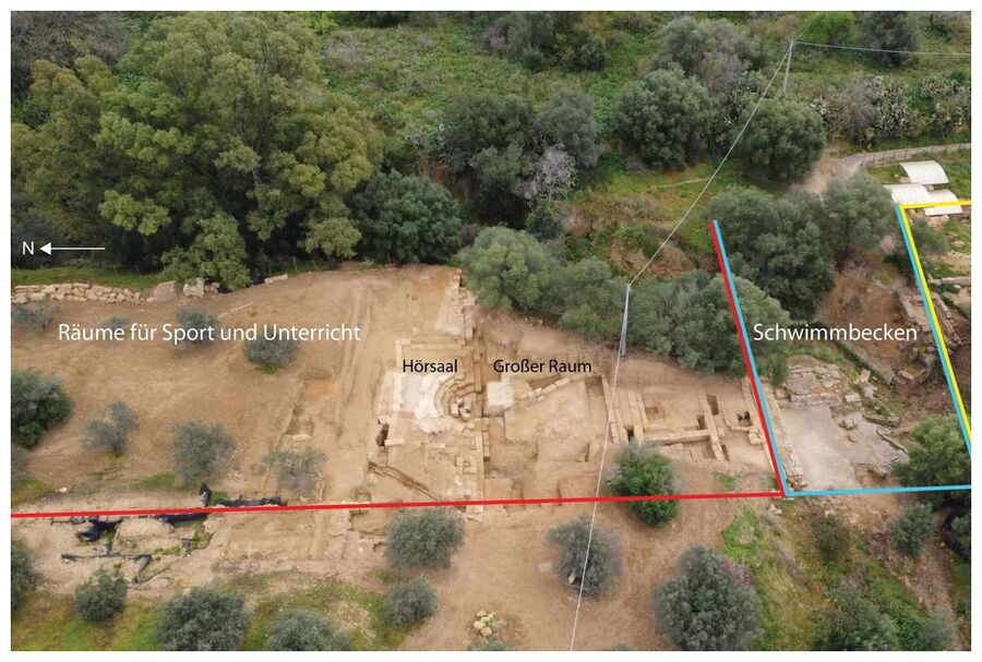 Drone photo of the gymnasium uncovered during excavations in Agrigento.