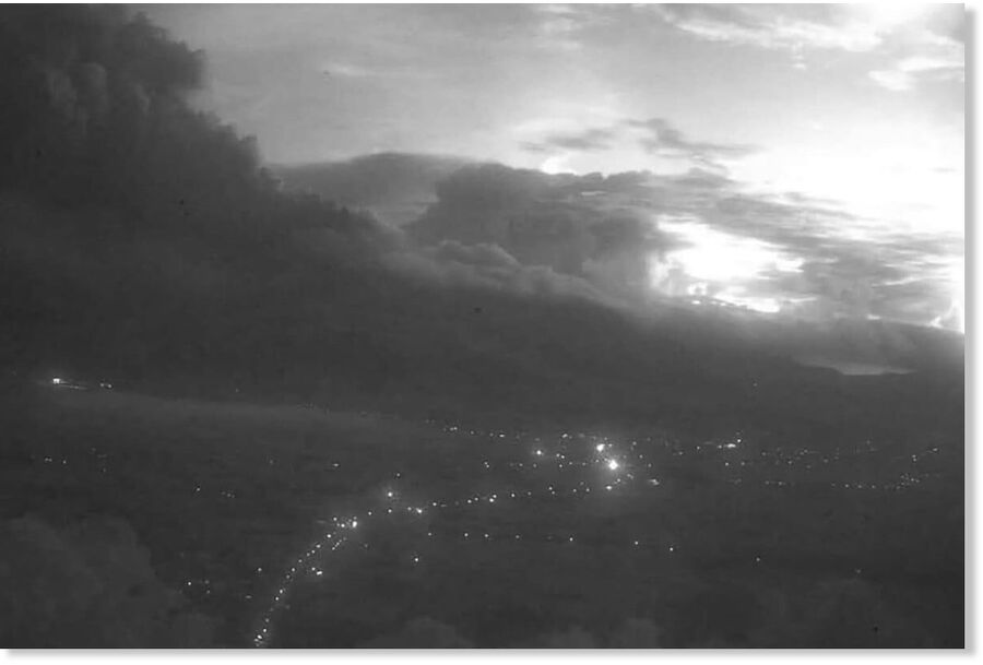 Ash and smoke rises from Bulusan Volcan