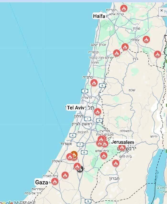 map wildfires israel
