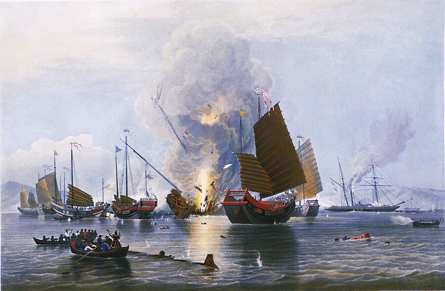 Click to enlarge opium wars painting sea battle