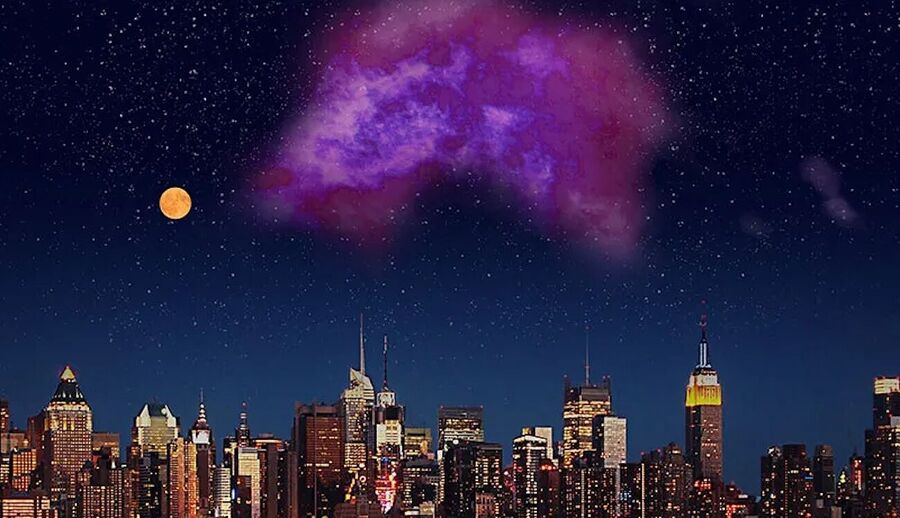 Click to enlarge artist rendition Eos molecular cloud.