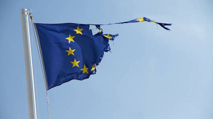 Click to enlarge european union eu torn flag